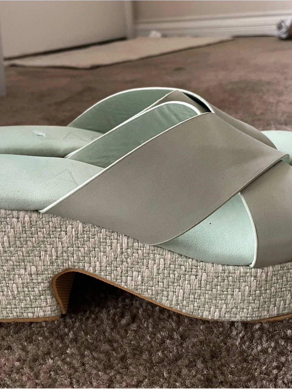 Mint Green Crisscross Platform Sandals
